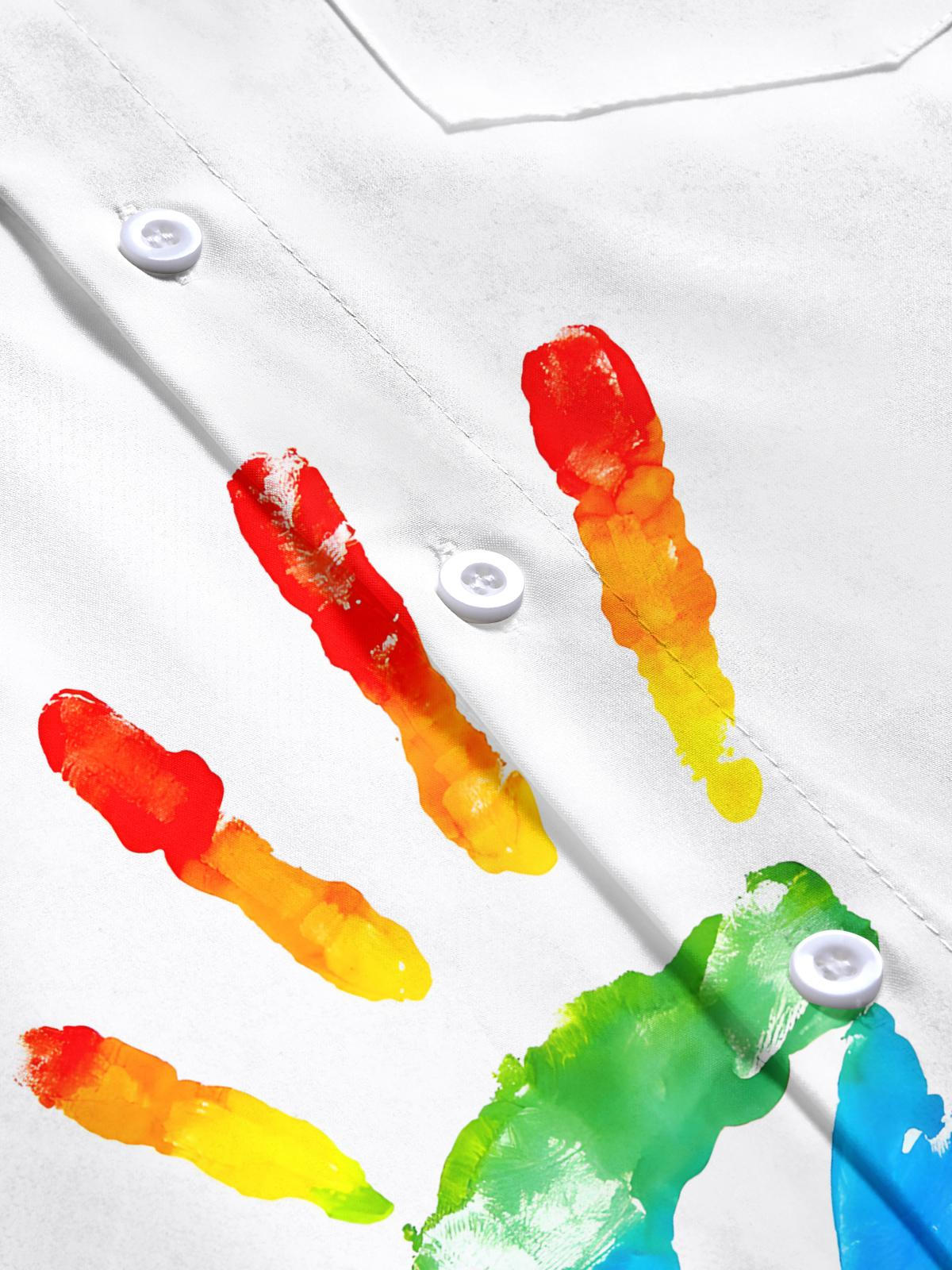 Palm Print Men's Pocket Short Sleeve Shirts