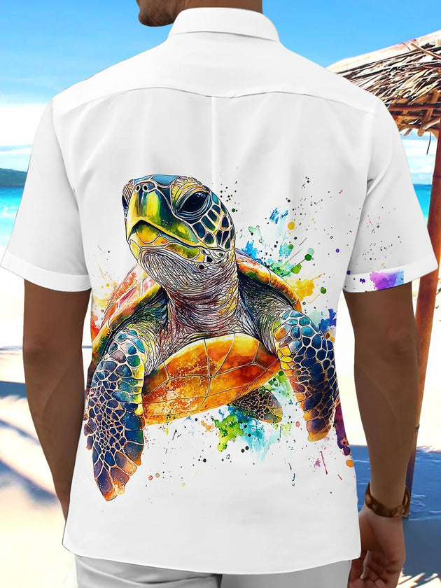 Hawaiian Sea Turtle Men's Pocket Short Sleeve Shirts