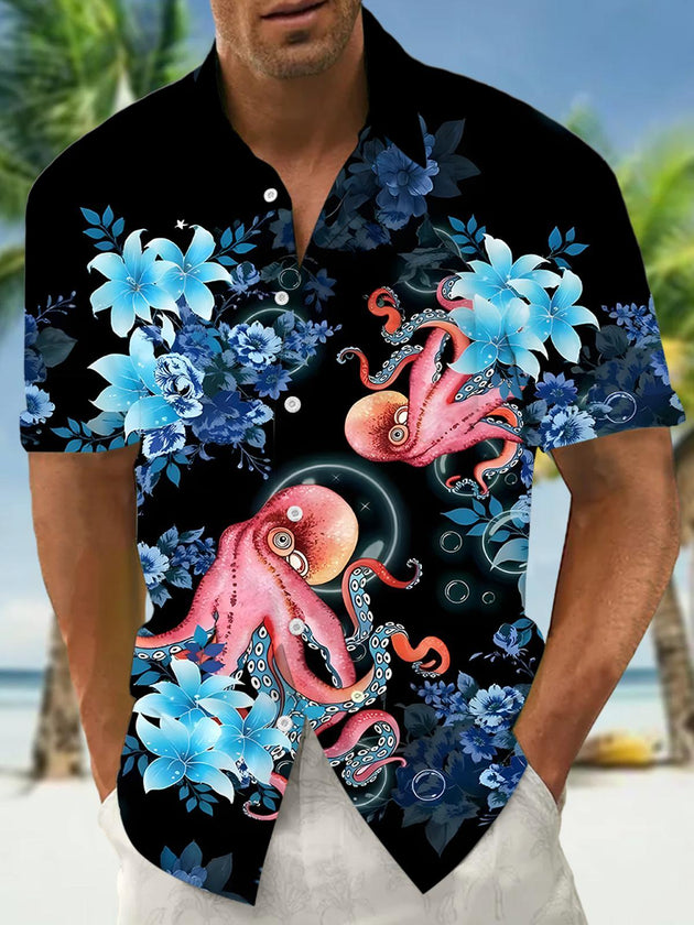 men's Hawaiian shirt front view tropical beach vacation