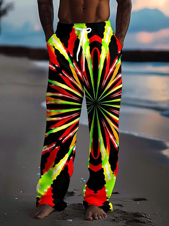 Men's abstract print casual pants front view
