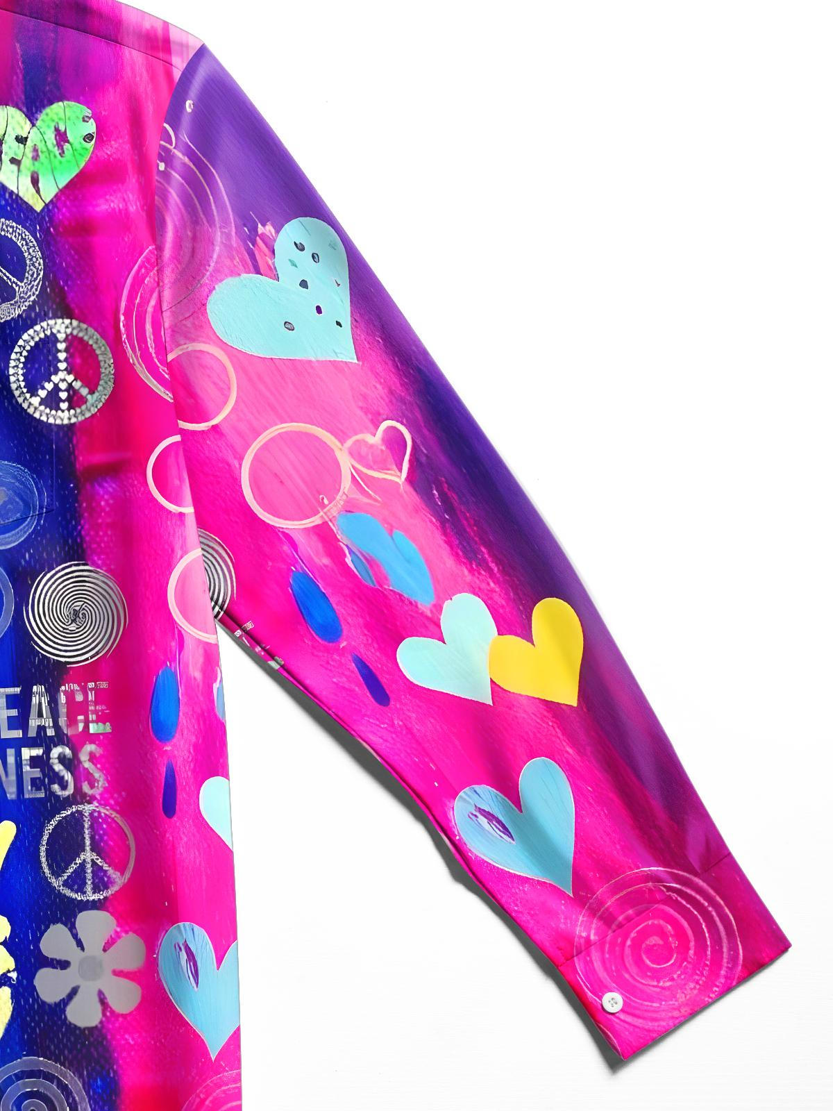 Tie Dye Hippie Men's Pocket Long Sleeve Shirts