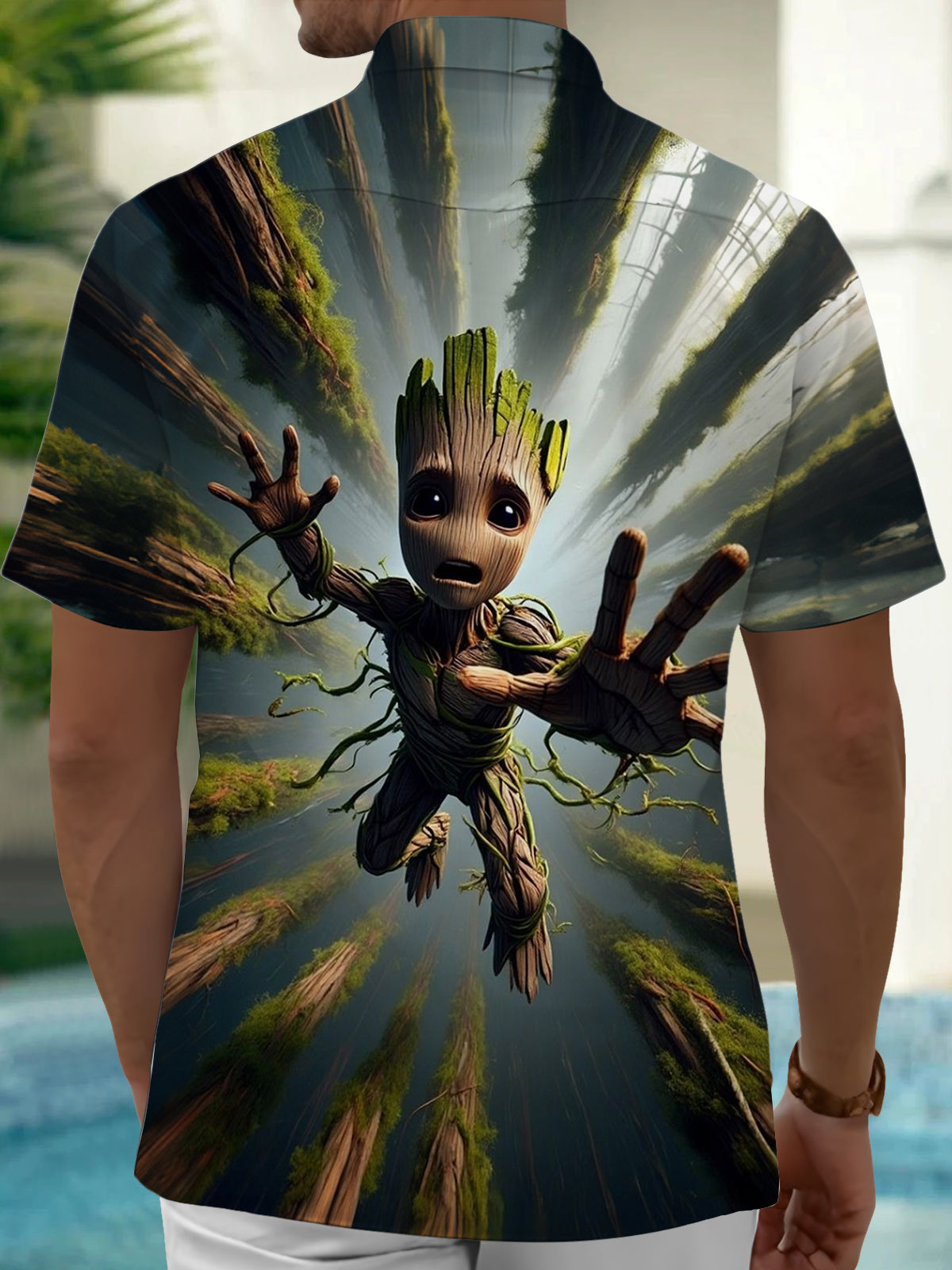 Funny Cartoon Art Print Men's Pocket Short Sleeve Shirts