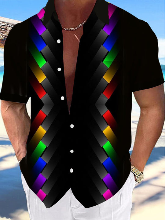 men's geometric print shirt front view