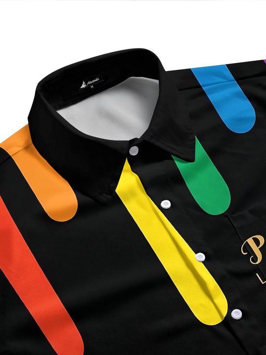 Pride Month Colorful Abstract Men's Pocket Short Sleeve Shirts