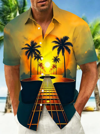 men's Hawaiian shirt front view tropical beach vacation