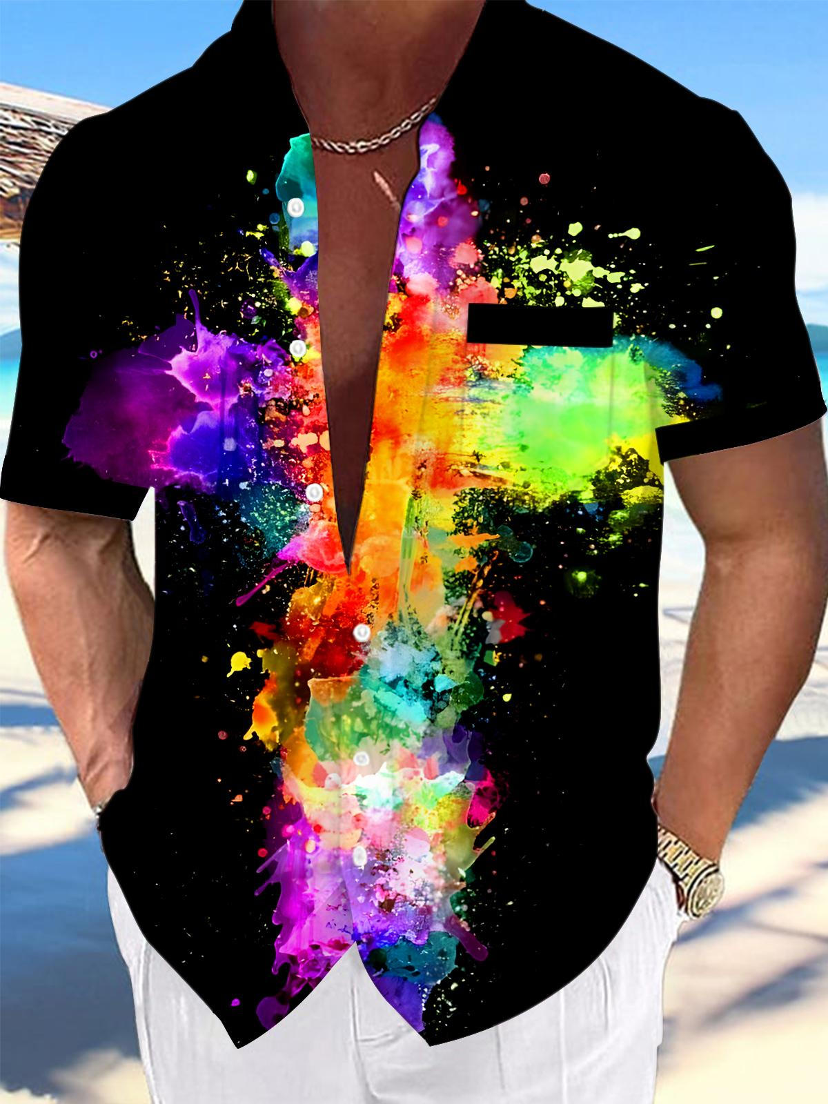 Tie Dye Men's Pocket Short Sleeve Shirts