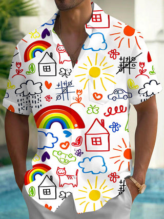 Men's funny print short sleeve pocket shirt front view