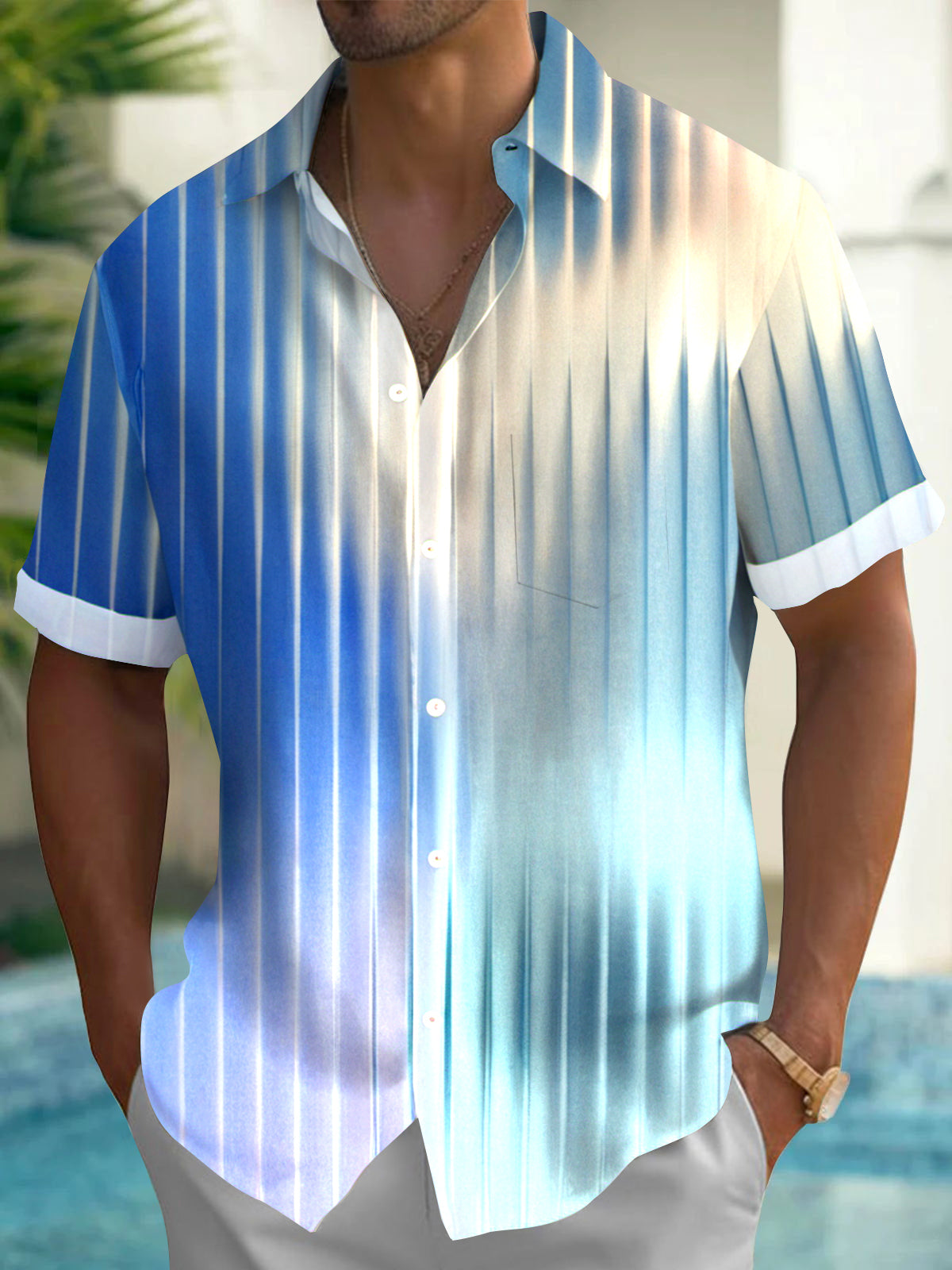 Geometry Men's Pocket Short Sleeve Shirts