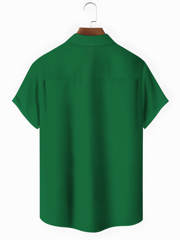 Men's funny Christmas print short sleeve shirt back view