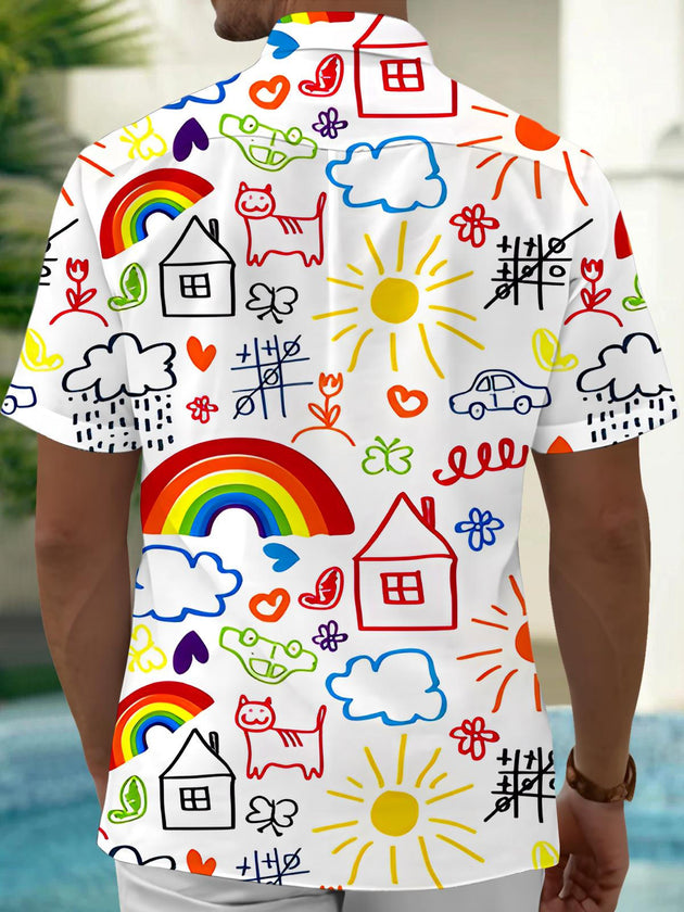 Men's funny print pocket short sleeve shirt back view