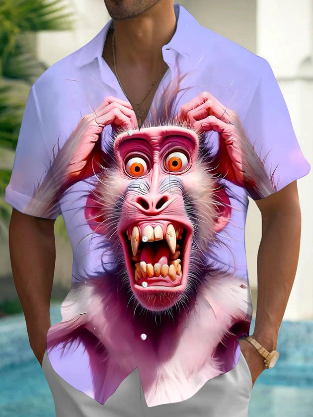 Funny Monkey Men's Pocket Short Sleeve Shirts