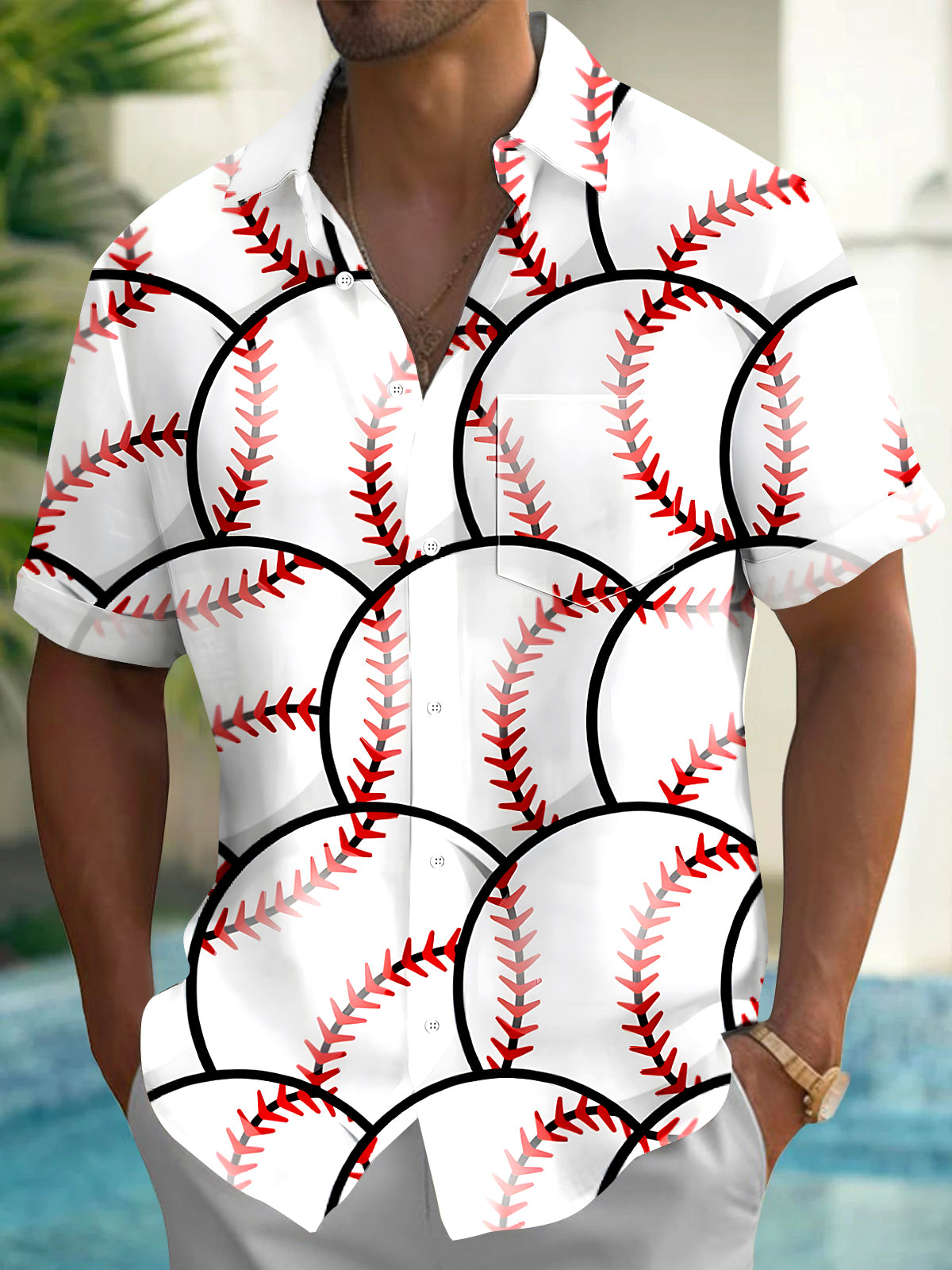 Baseball Men's Pocket Short Sleeve Shirts