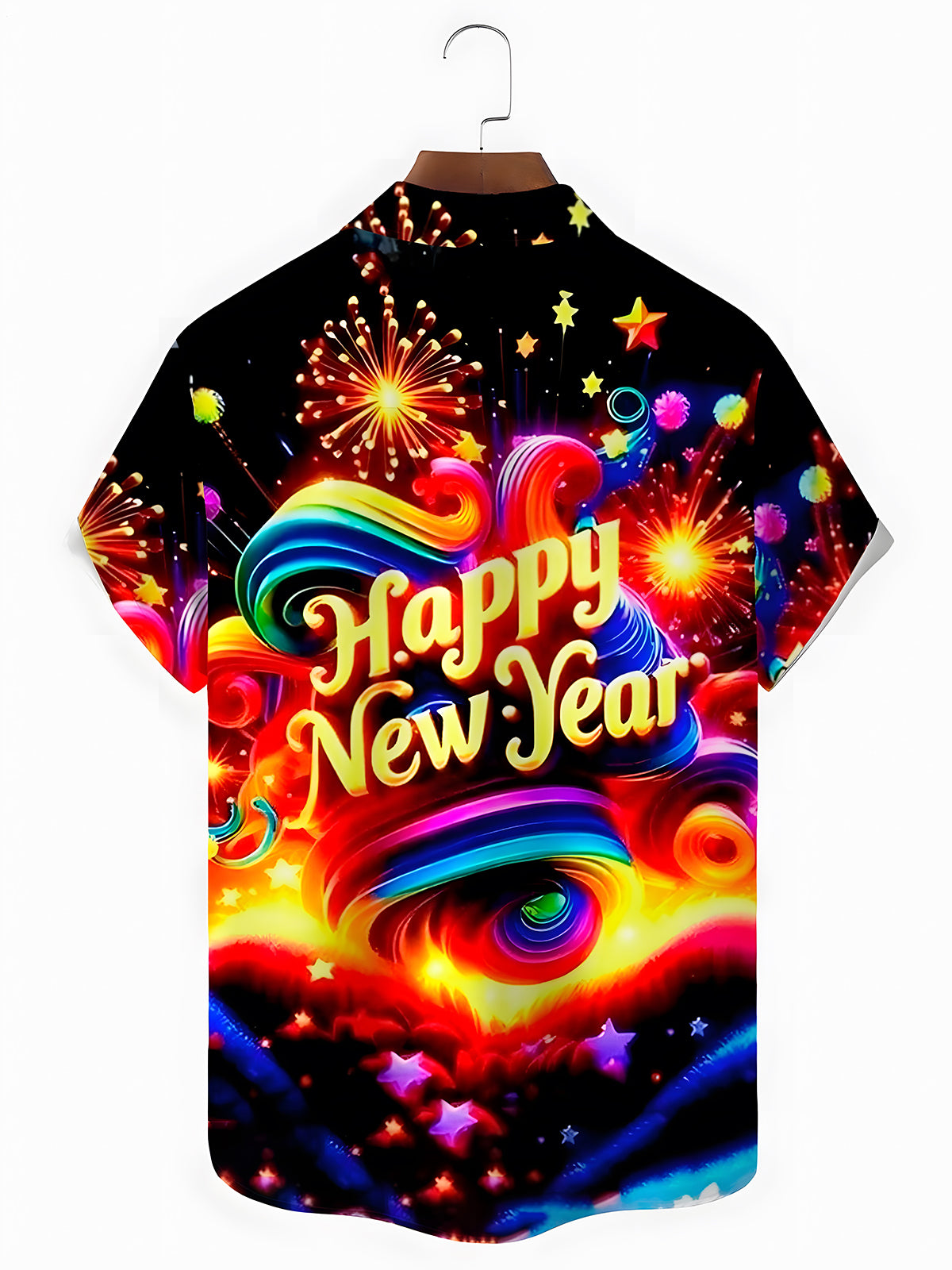 New Year Fireworks Men's Pocket Short Sleeve Shirts