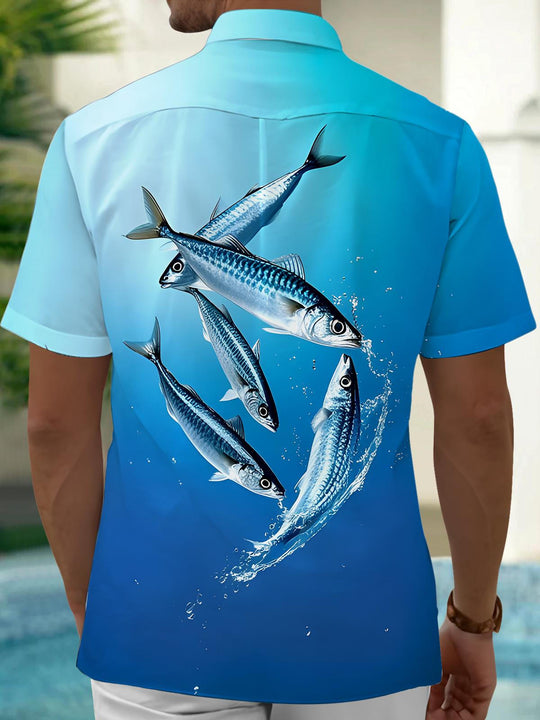 men's nautical print shirt back view