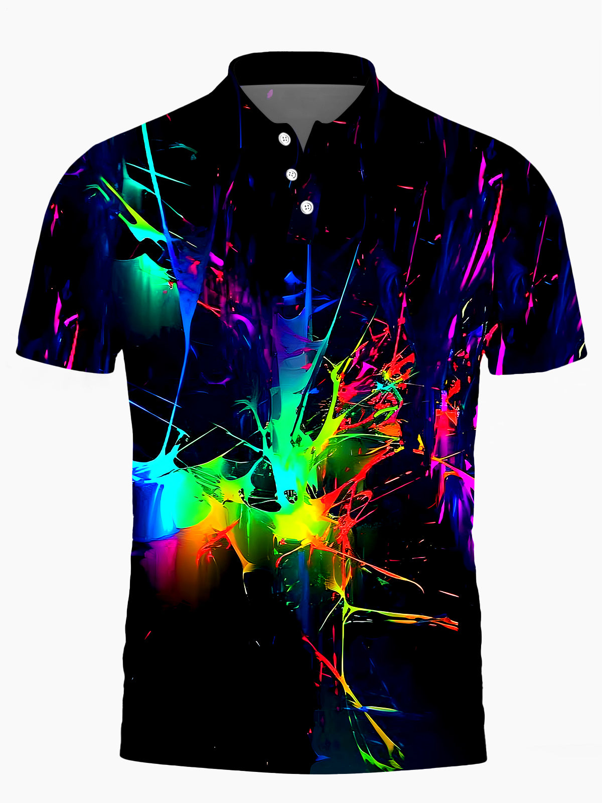 Tie Dye Men's Short Sleeve Button Polo Shirt