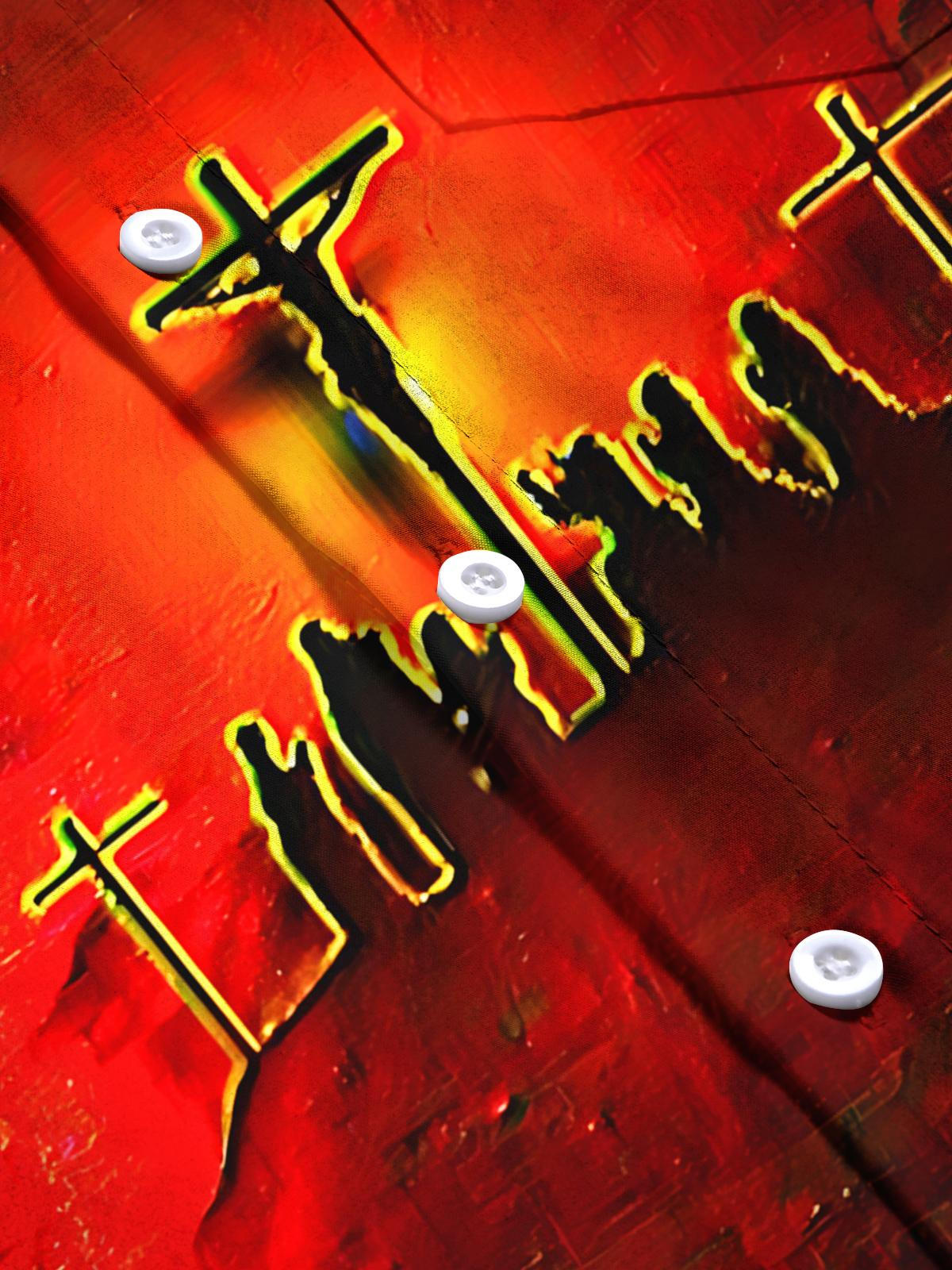 Christian Jesus Print Men's Pocket Short Sleeve Shirts