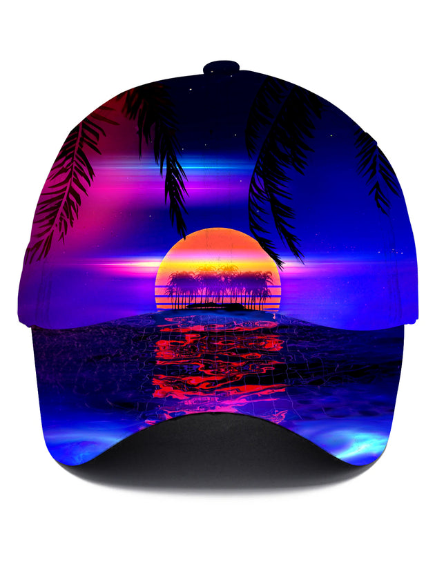 Men's Hawaiian print baseball cap front view for tropical beach vacation