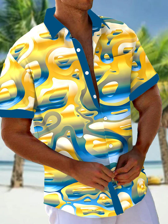 men abstract print short sleeve shirt front view