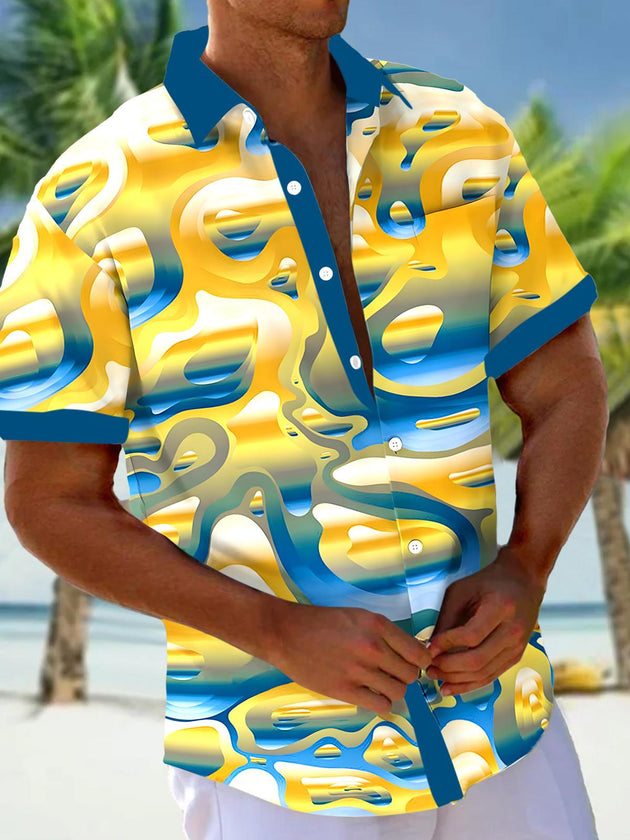 men abstract print short sleeve shirt front view