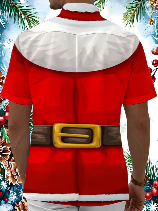 Men's green Christmas light pattern short sleeve shirt back view