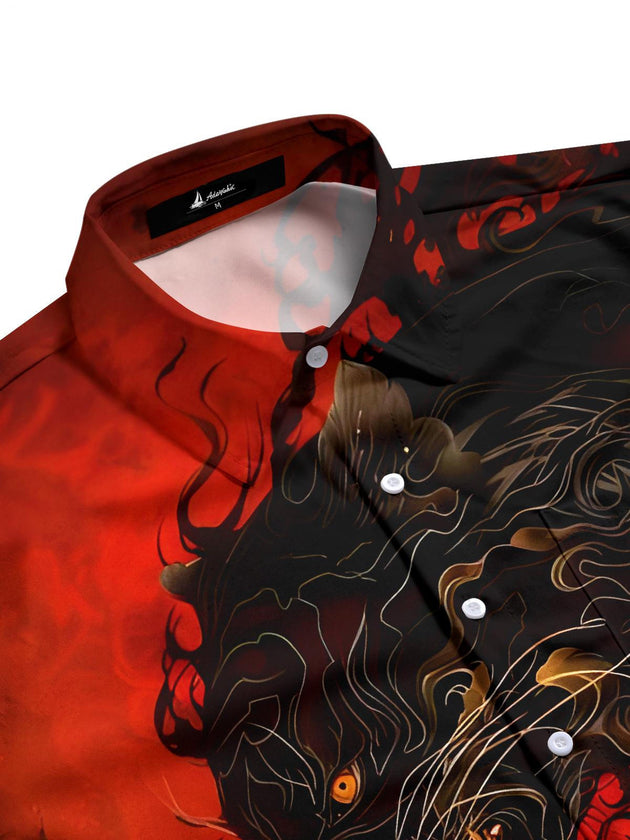 men's stripe print shirt side view