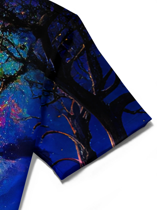 men's art print shirt close-up short sleeve