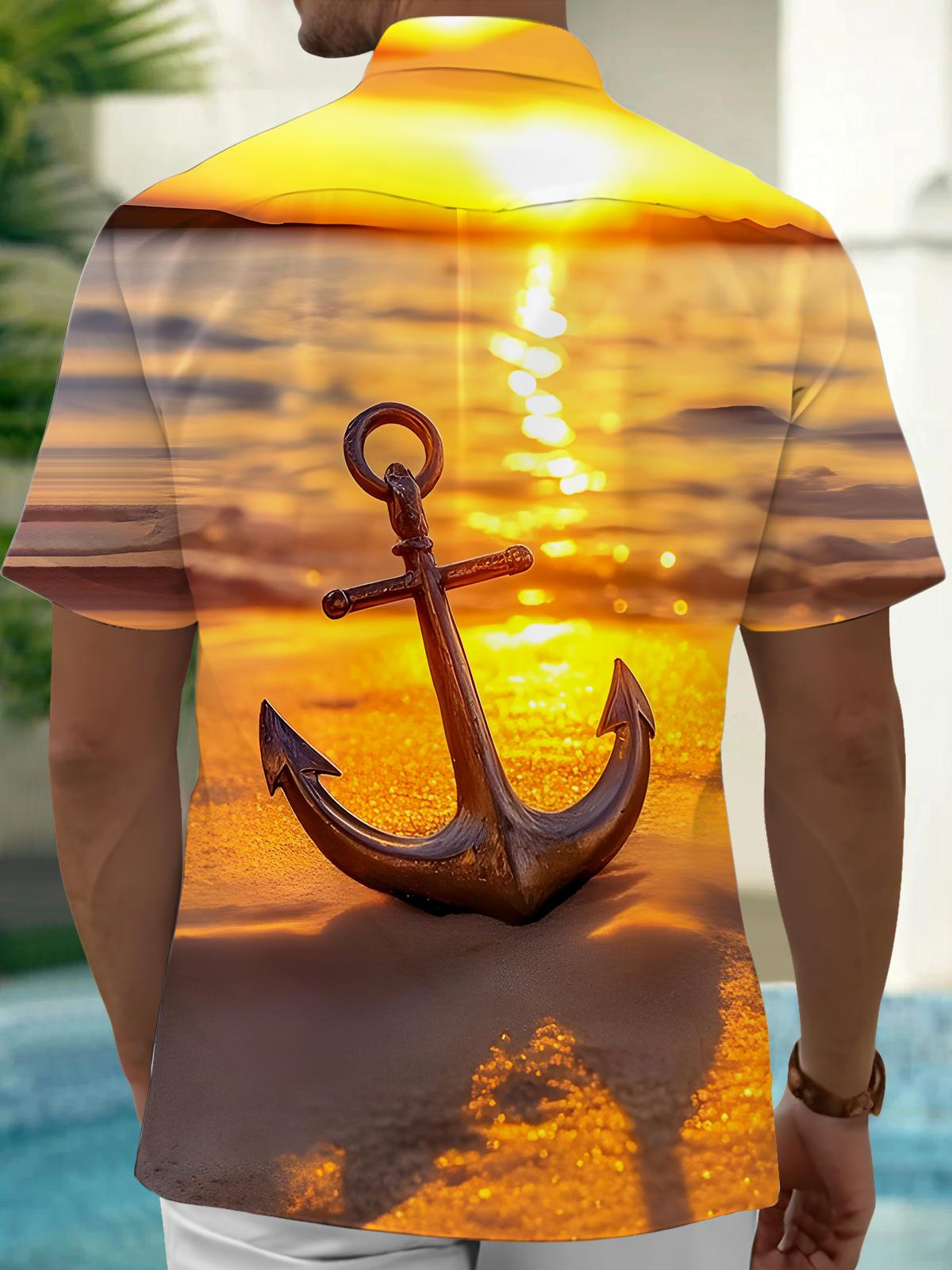 Ship Anchor Men's Pocket Short Sleeve Shirts