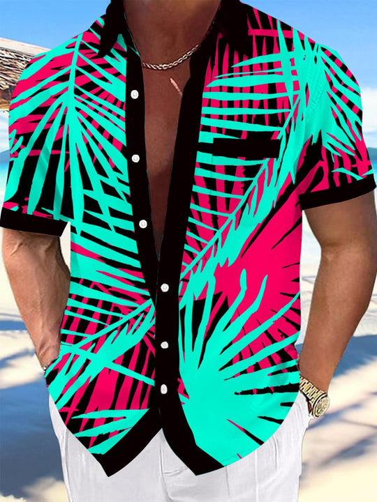 men's Hawaiian shirt front view tropical beach vacation