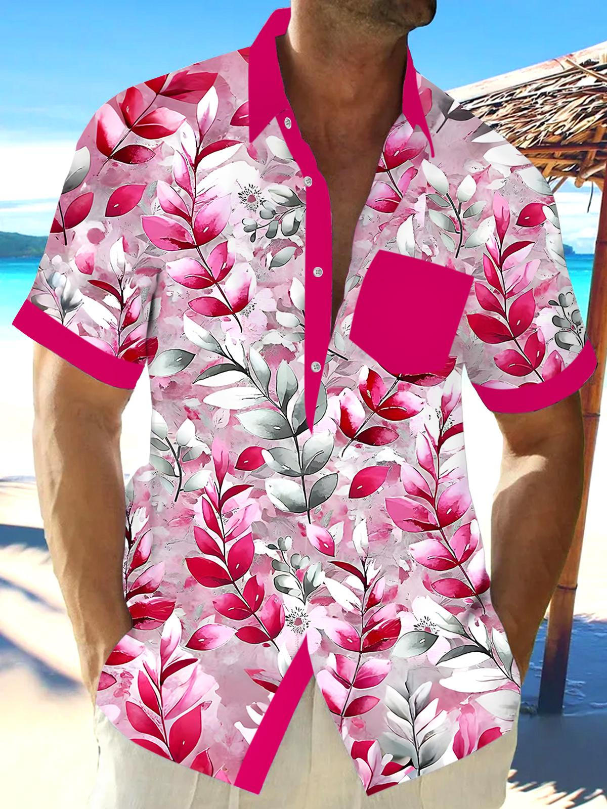 Hawaiian Leaf Men's Pocket Short Sleeve Shirts