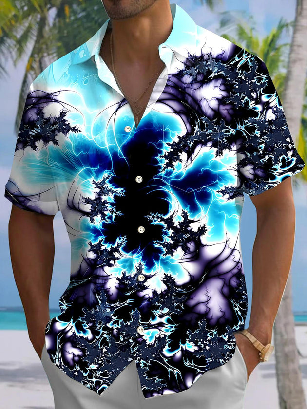 men abstract print short sleeve shirt front view