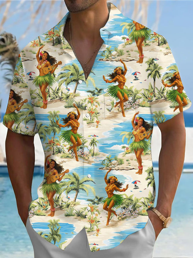 men's Hawaiian shirt front view tropical beach vacation