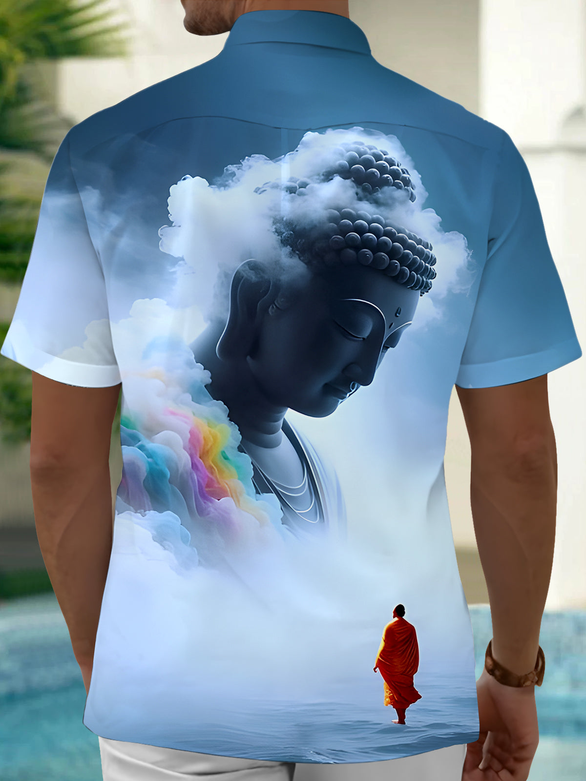 Sakyamuni Monk Men's Pocket Short Sleeve Shirts