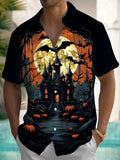 Halloween Print Men's Pocket Short Sleeve Shirts