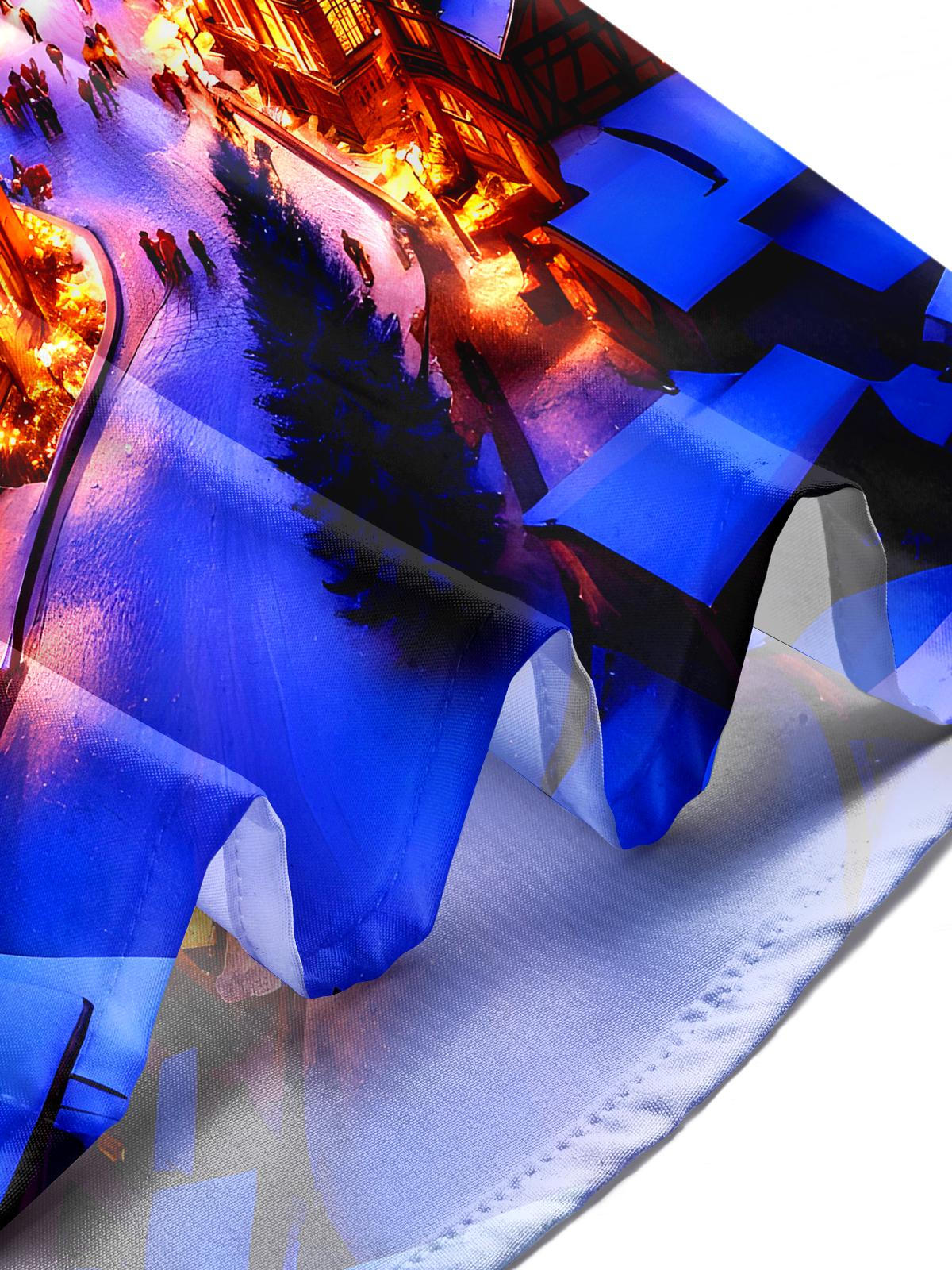 Christmas Night Street Men's Pocket Long Sleeve Shirts