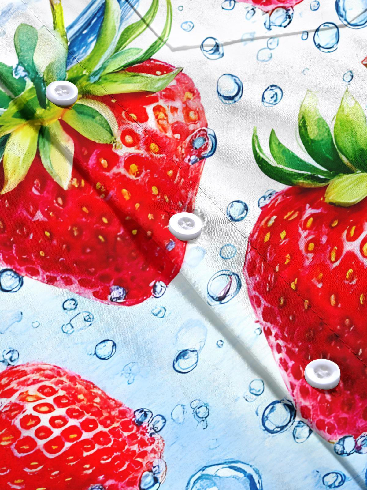 Strawberry Print Men's Pocket Short Sleeve Shirts