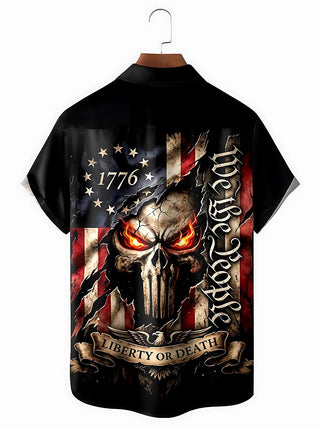 Skull Men's Pocket Short Sleeve Shirts