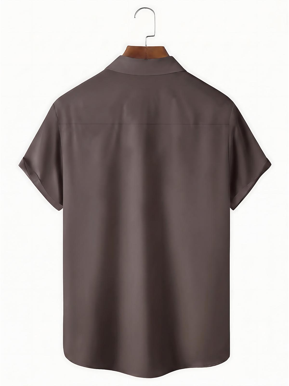 Wood Grain Men's Pocket Short Sleeve Shirts