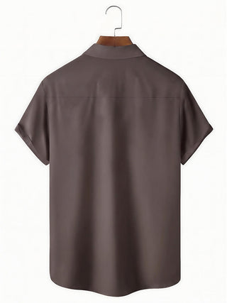 Wood Grain Men's Pocket Short Sleeve Shirts