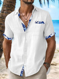 Floral Short Sleeve Men's Shirts With Pocket