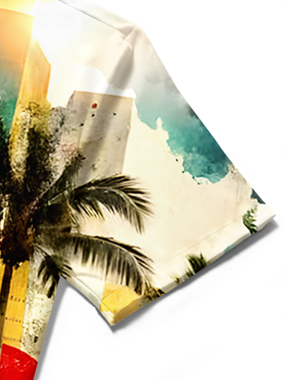 Hawaiian Coconut Tree Dinosaur Men's Pocket Short Sleeve Shirts