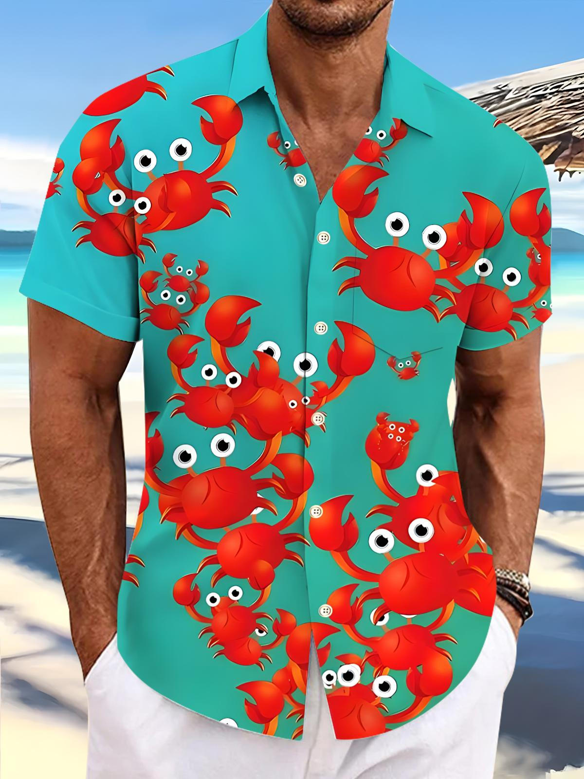 Crab Men's Pocket Short Sleeve Shirts