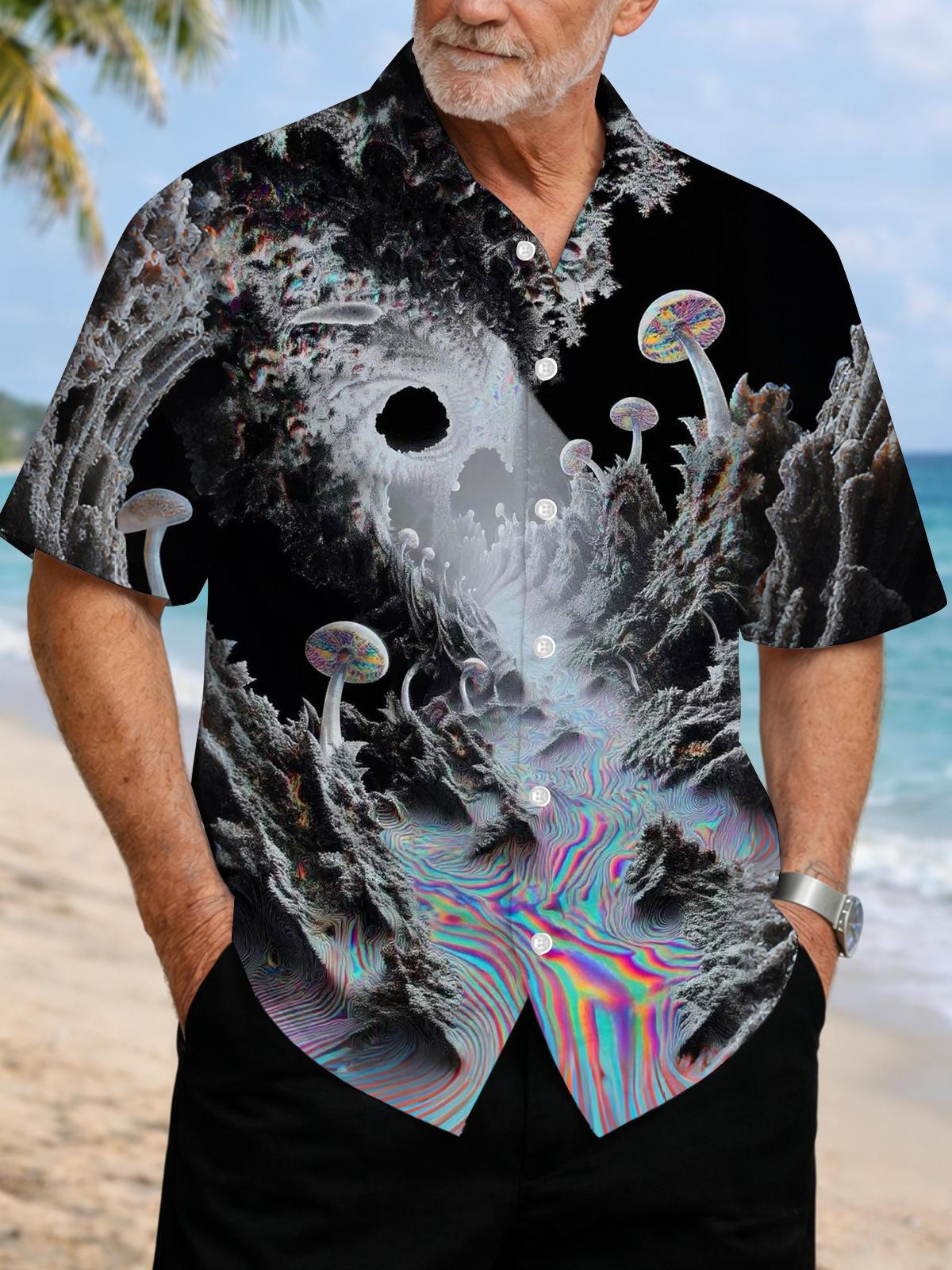 men's mushroom print shirt front view