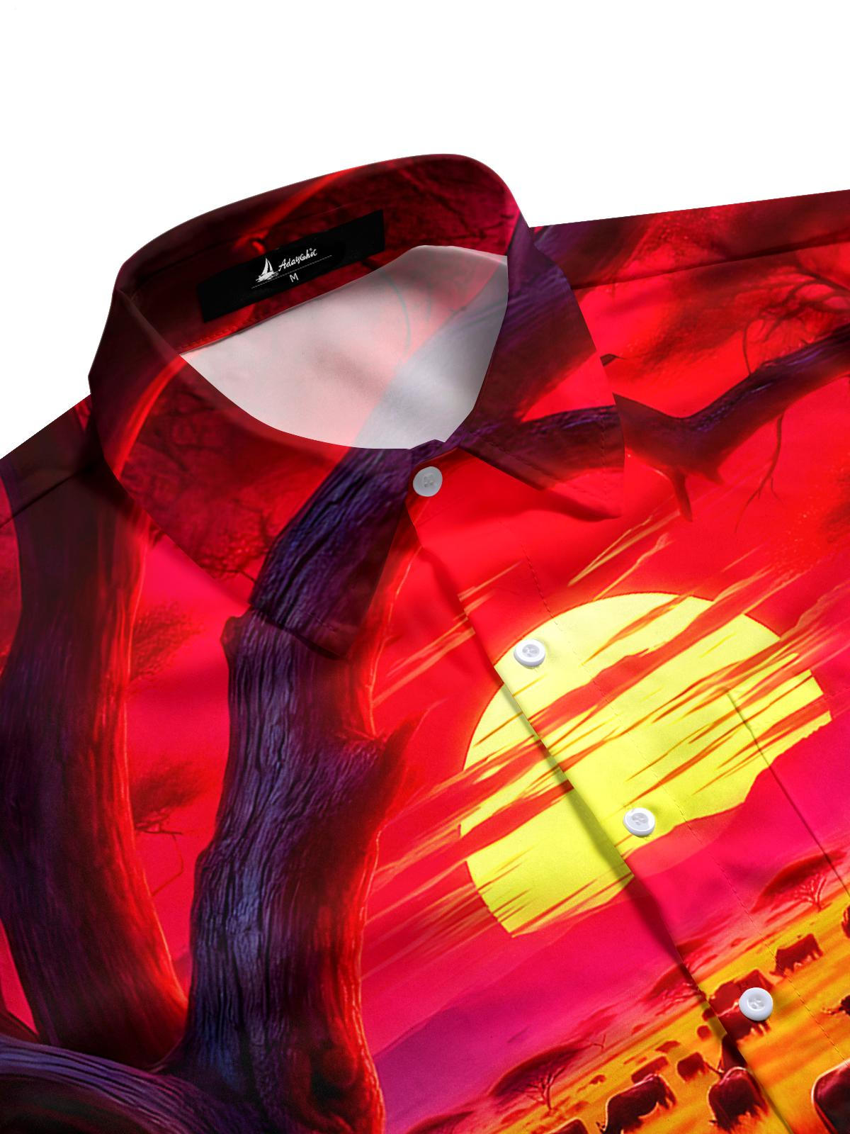 Forest Animals Cheetah Cow Men's Pocket Short Sleeve Shirts