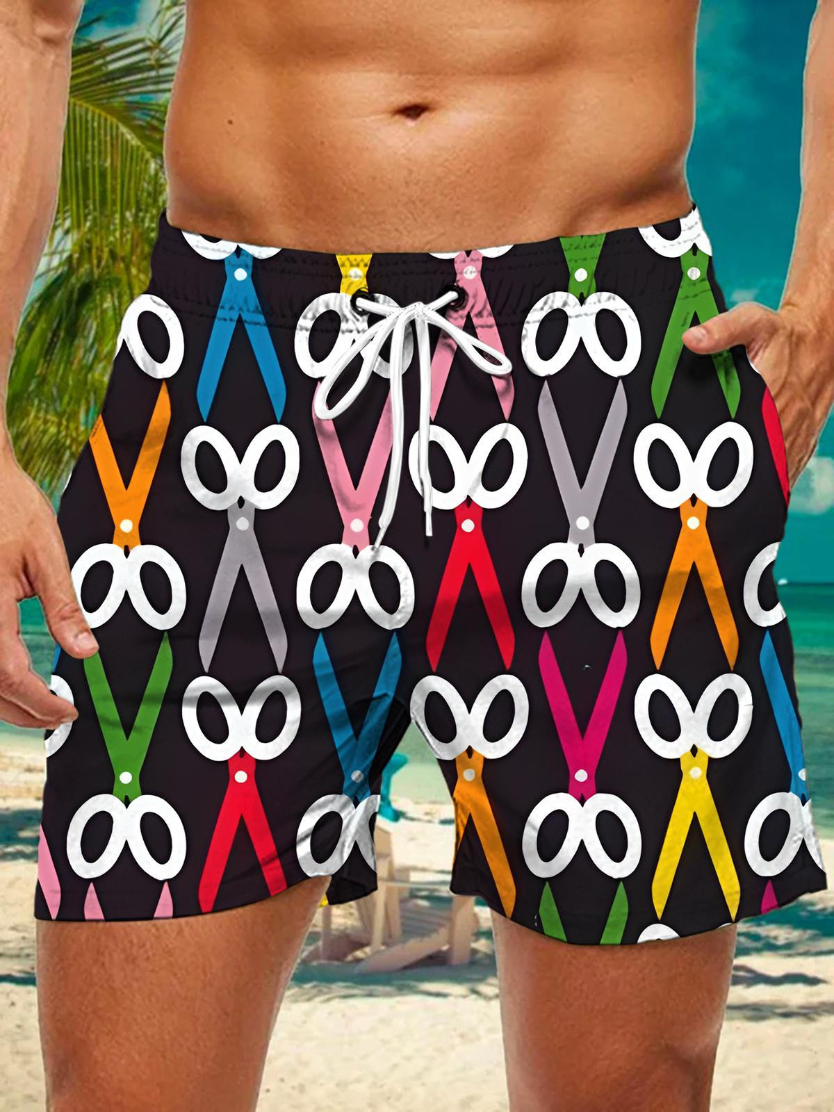 Scissor Print Men's Print Pocket Shorts