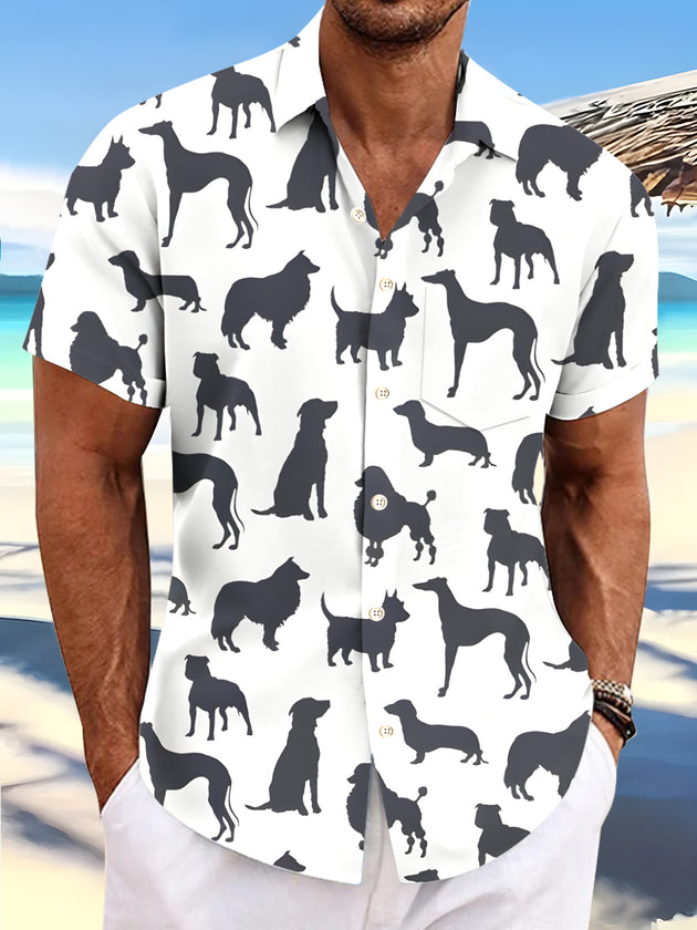 men's dog print shirt front view