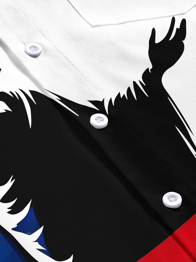 men's American flag print short sleeve flat lay shirt