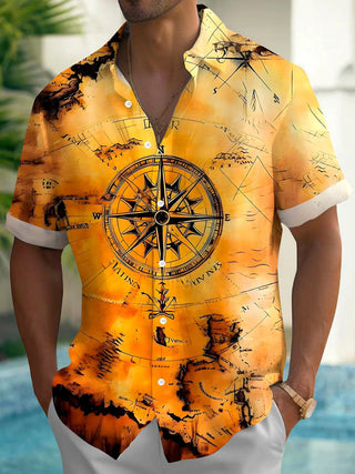 men's Hawaiian shirt front view tropical beach vacation