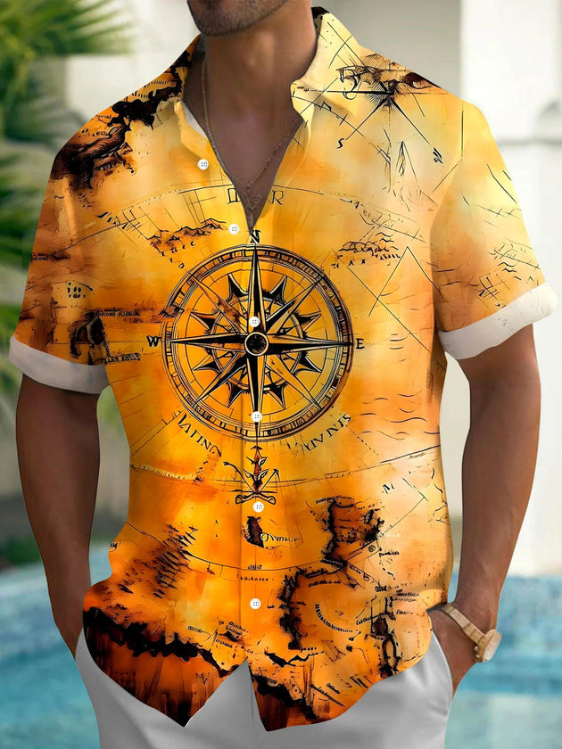 men's Hawaiian shirt front view tropical beach vacation