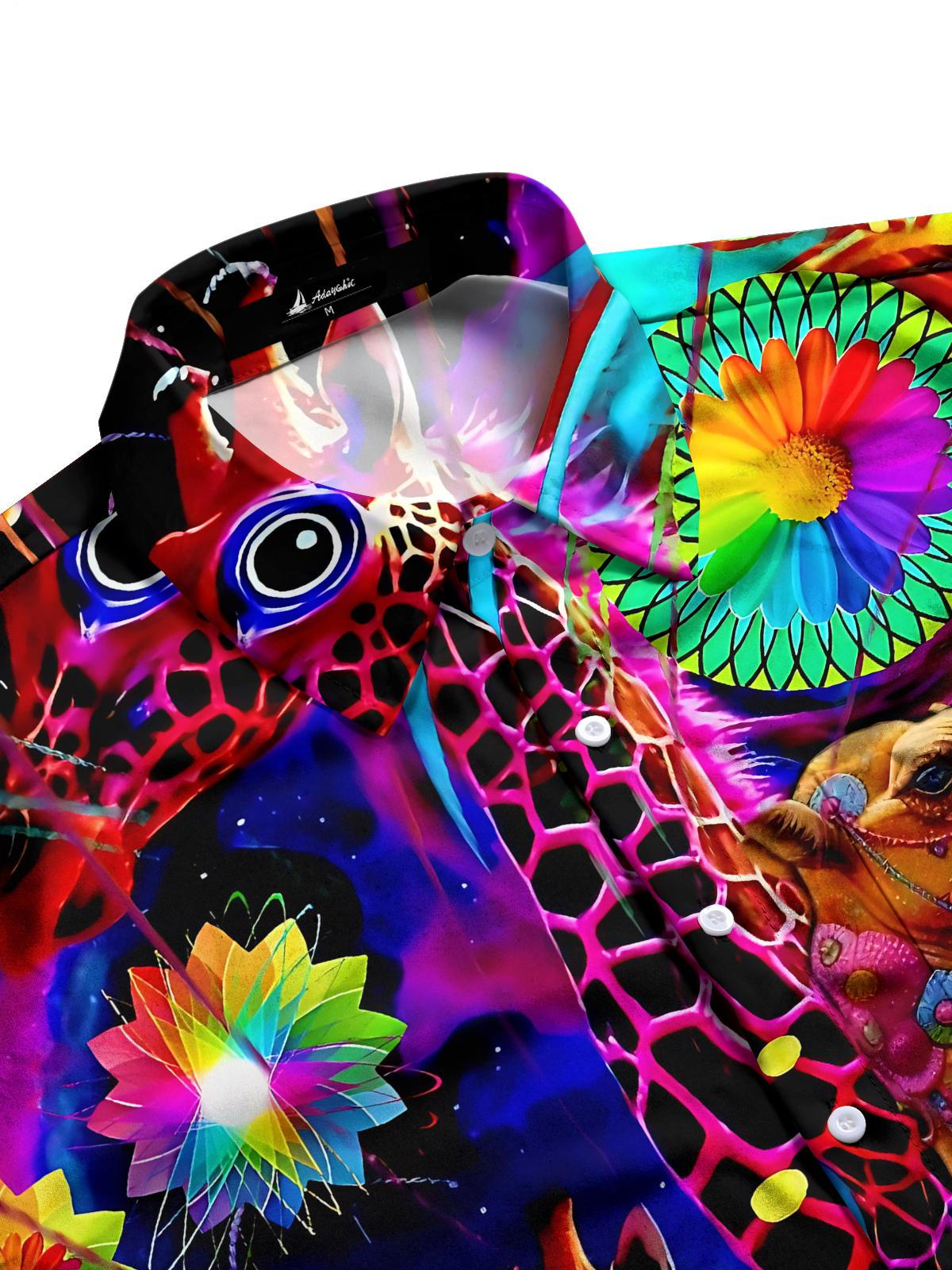 Giraffe Camel Art Print Men's Pocket Short Sleeve Shirts