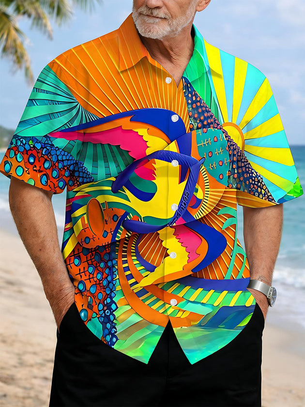 Abstract Flip-flops Tribal Art Tropical Hawaiian Men's Pocket Short Sleeve Shirts